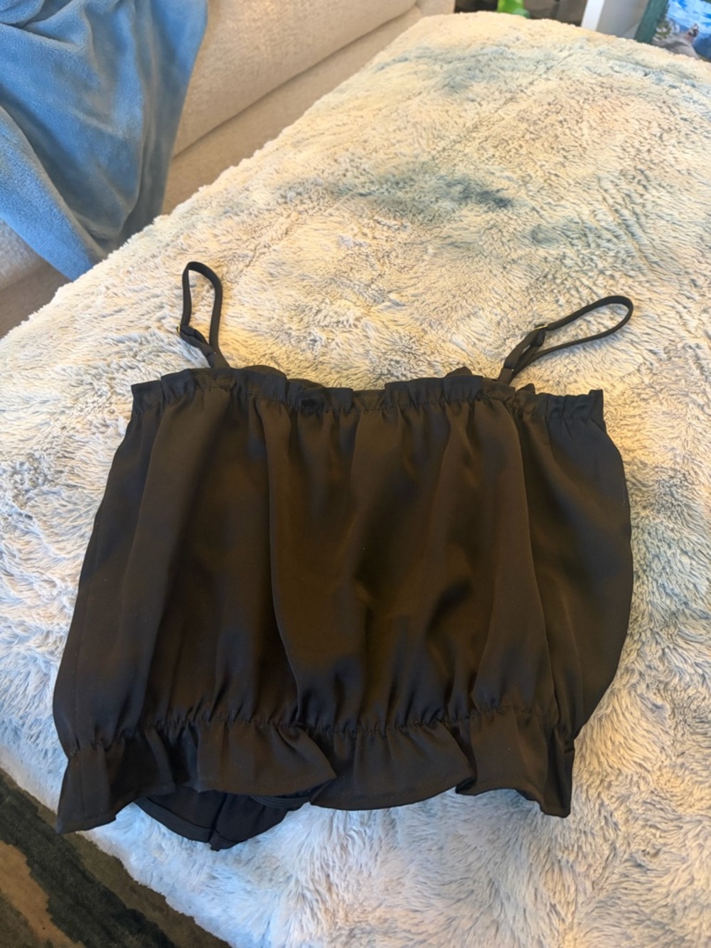 Free People Black Cropped Spaghetti Strap Tank